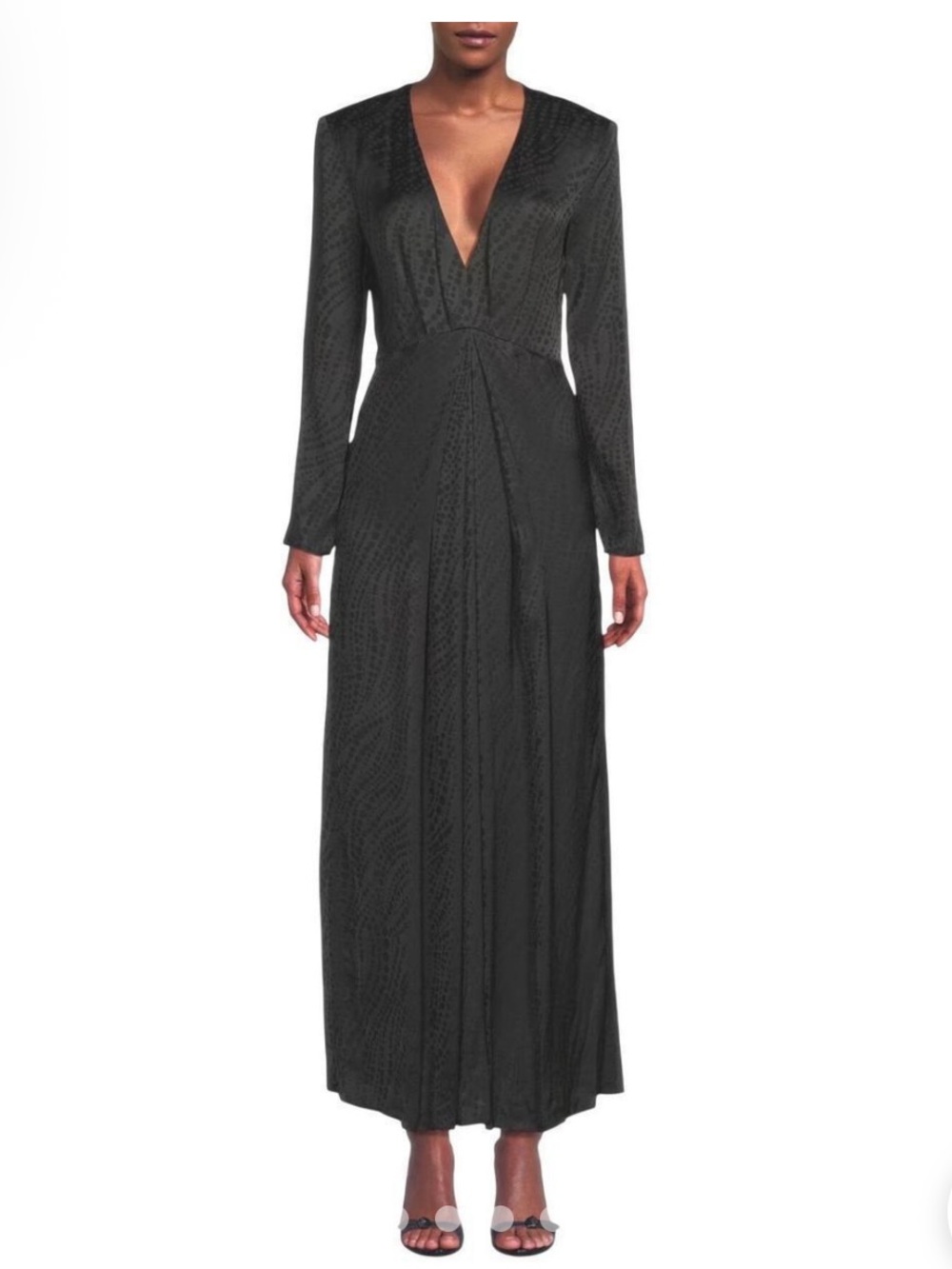 The Kooples Black Deep V Long Sleeve Maxi Dress